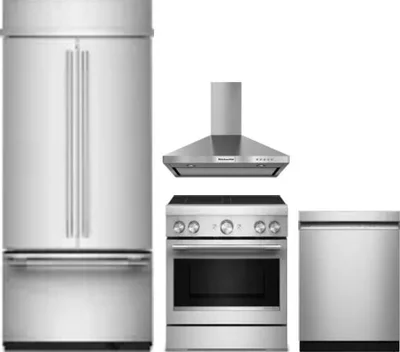 4 Piece Package Includes Refrigerator, Range, Hood And Dishwasher