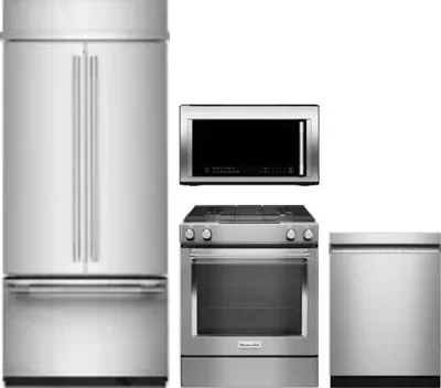 4 Piece Package Includes Refrigerator, Range, Microwave And Dishwasher