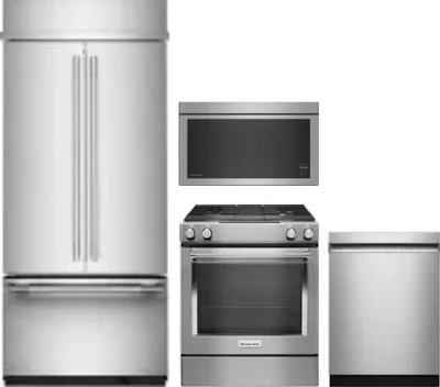 4 Piece Package Includes Refrigerator, Range, Microwave And Dishwasher
