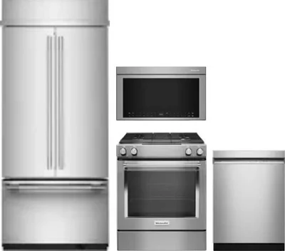 4 Piece Package Includes Refrigerator, Range, Microwave And Dishwasher