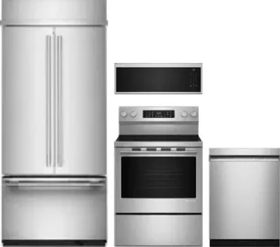 4 Piece Package Includes Refrigerator, Range, Microwave And Dishwasher