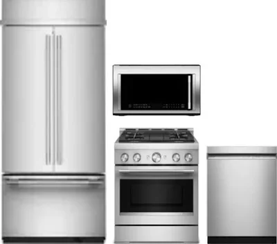 4 Piece Package Includes Refrigerator, Range, Microwave And Dishwasher