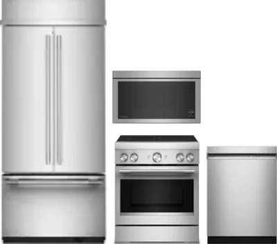 4 Piece Package Includes Refrigerator, Range, Microwave And Dishwasher