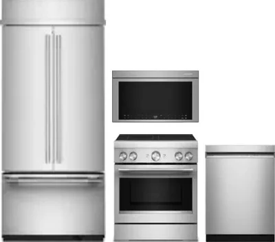 4 Piece Package Includes Refrigerator, Range, Microwave And Dishwasher