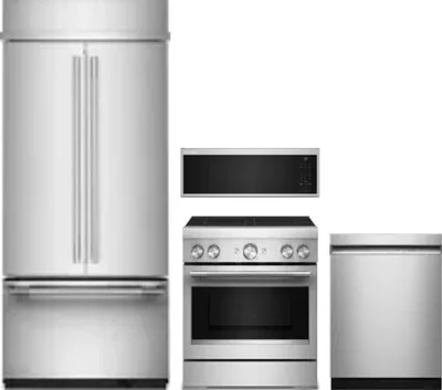4 Piece Package Includes Refrigerator, Range, Microwave And Dishwasher