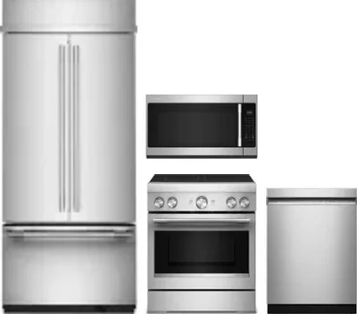 4 Piece Package Includes Refrigerator, Range, Microwave And Dishwasher