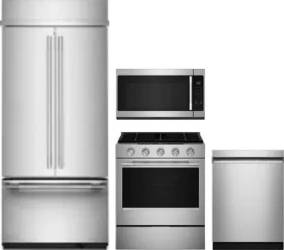 4 Piece Package Includes Refrigerator, Range, Microwave And Dishwasher