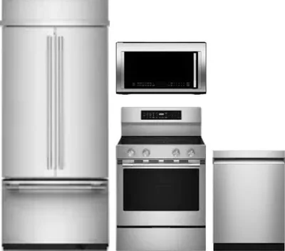 4 Piece Package Includes Refrigerator, Range, Microwave And Dishwasher