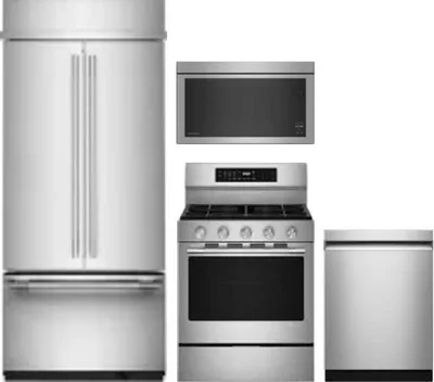 4 Piece Package Includes Refrigerator, Range, Microwave And Dishwasher
