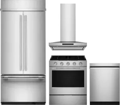4 Piece Package Includes Refrigerator, Range, Hood And Dishwasher