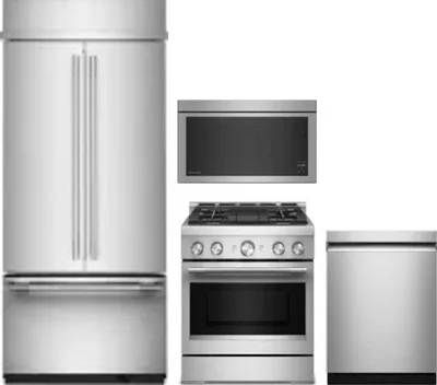 4 Piece Package Includes Refrigerator, Range, Microwave And Dishwasher
