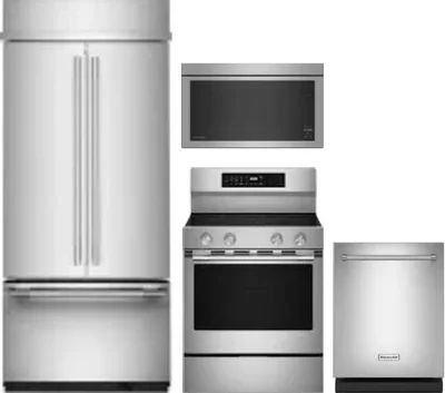 4 Piece Package Includes Refrigerator, Range, Microwave And Dishwasher