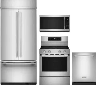 4 Piece Package Includes Refrigerator, Range, Microwave And Dishwasher