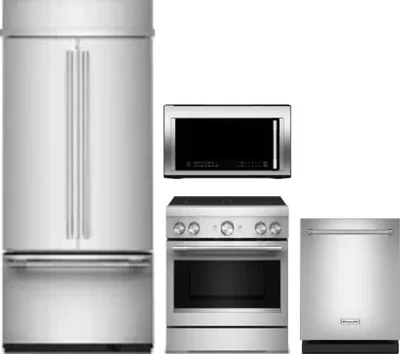 4 Piece Package Includes Refrigerator, Range, Microwave And Dishwasher