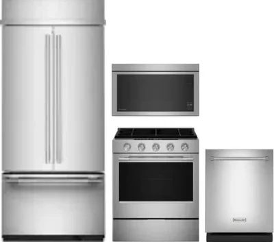 4 Piece Package Includes Refrigerator, Range, Microwave And Dishwasher