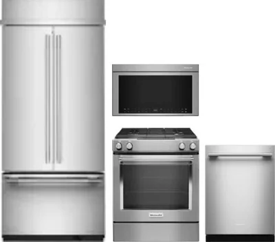 4 Piece Package Includes Refrigerator, Range, Microwave And Dishwasher