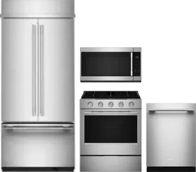 4 Piece Package Includes Refrigerator, Range, Microwave And Dishwasher