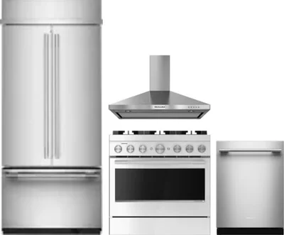 4 Piece Package Includes Refrigerator, Range, Hood And Dishwasher