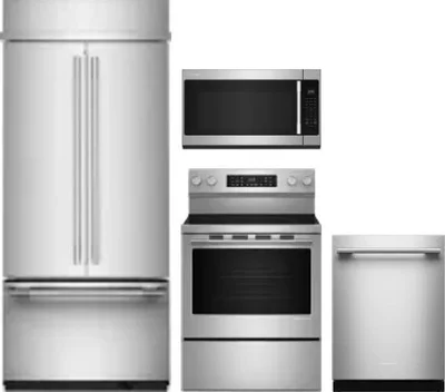 4 Piece Package Includes Refrigerator, Range, Microwave And Dishwasher