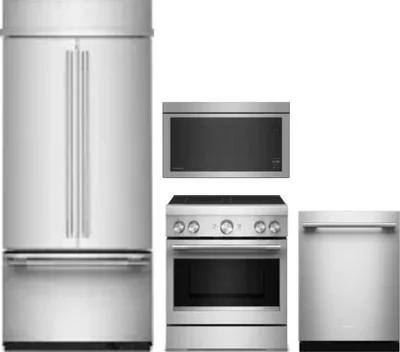 4 Piece Package Includes Refrigerator, Range, Microwave And Dishwasher