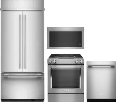 4 Piece Package Includes Refrigerator, Range, Microwave And Dishwasher
