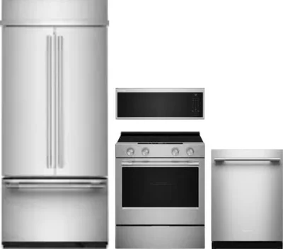 4 Piece Package Includes Refrigerator, Range, Microwave And Dishwasher
