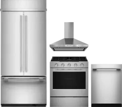 4 Piece Package Includes Refrigerator, Range, Hood And Dishwasher
