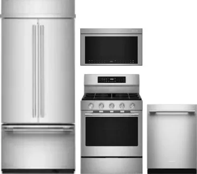 4 Piece Package Includes Refrigerator, Range, Microwave And Dishwasher