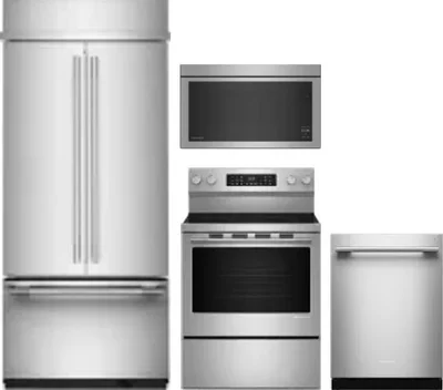 4 Piece Package Includes Refrigerator, Range, Microwave And Dishwasher