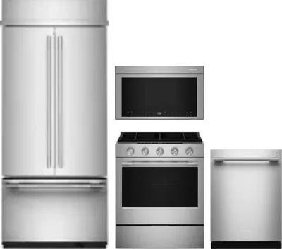 4 Piece Package Includes Refrigerator, Range, Microwave And Dishwasher