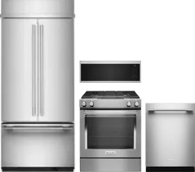 4 Piece Package Includes Refrigerator, Range, Microwave And Dishwasher