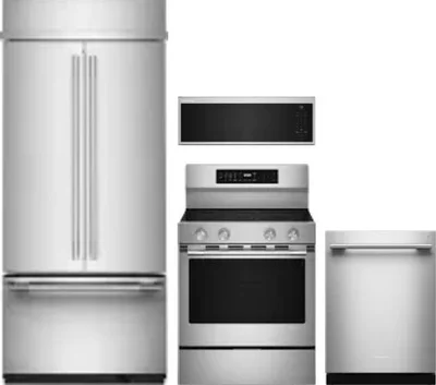 4 Piece Package Includes Refrigerator, Range, Microwave And Dishwasher