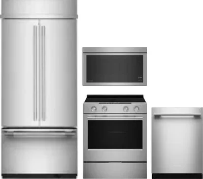 4 Piece Package Includes Refrigerator, Range, Microwave And Dishwasher