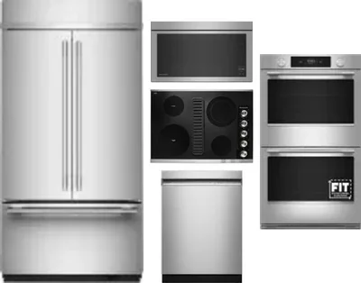 5 Piece Package Includes Refrigerator, Cooktop, Wall Oven, Microwave And Dishwasher