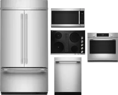 5 Piece Package Includes Refrigerator, Cooktop, Wall Oven, Microwave And Dishwasher