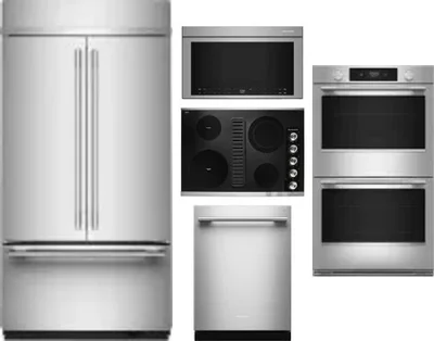 5 Piece Package Includes Refrigerator, Cooktop, Wall Oven, Microwave And Dishwasher