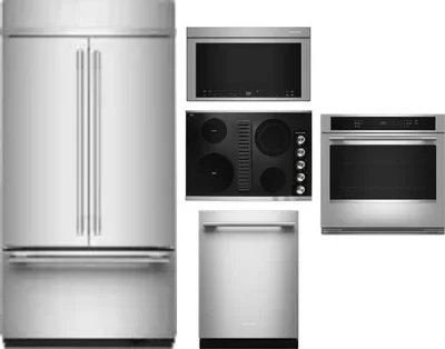 5 Piece Package Includes Refrigerator, Cooktop, Wall Oven, Microwave And Dishwasher