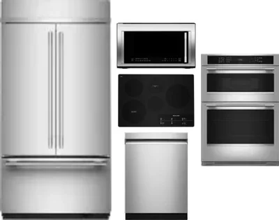 5 Piece Package Includes Refrigerator, Cooktop, Wall Oven, Microwave And Dishwasher