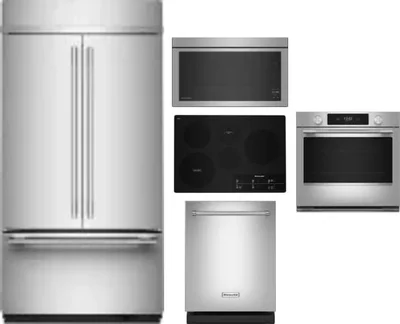 5 Piece Package Includes Refrigerator, Cooktop, Wall Oven, Microwave And Dishwasher