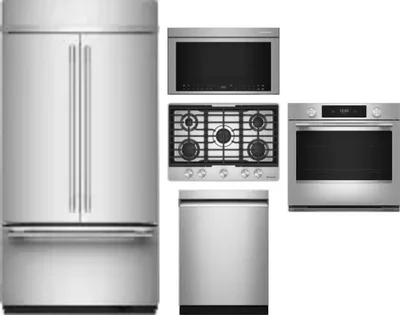 5 Piece Package Includes Refrigerator, Cooktop, Wall Oven, Microwave And Dishwasher