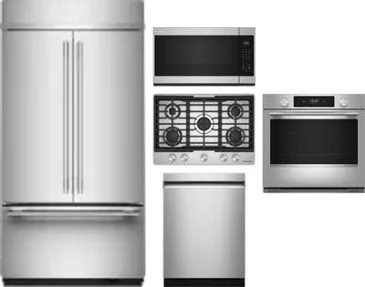 5 Piece Package Includes Refrigerator, Cooktop, Wall Oven, Microwave And Dishwasher