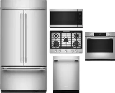 5 Piece Package Includes Refrigerator, Cooktop, Wall Oven, Microwave And Dishwasher