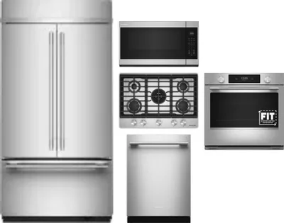 5 Piece Package Includes Refrigerator, Cooktop, Wall Oven, Microwave And Dishwasher