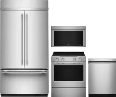 4 Piece Package Includes Refrigerator, Range, Microwave And Dishwasher