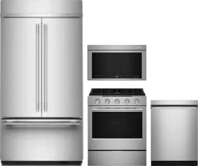 4 Piece Package Includes Refrigerator, Range, Microwave And Dishwasher