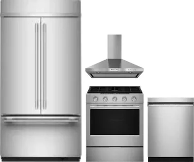 4 Piece Package Includes Refrigerator, Range, Hood And Dishwasher