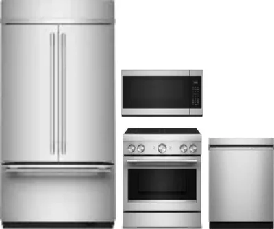 4 Piece Package Includes Refrigerator, Range, Microwave And Dishwasher