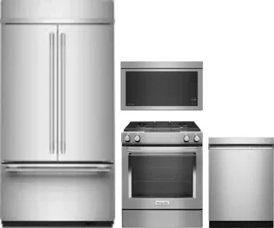 4 Piece Package Includes Refrigerator, Range, Microwave And Dishwasher