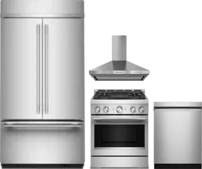 4 Piece Package Includes Refrigerator, Range, Hood And Dishwasher