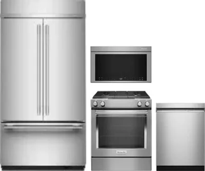 4 Piece Package Includes Refrigerator, Range, Microwave And Dishwasher